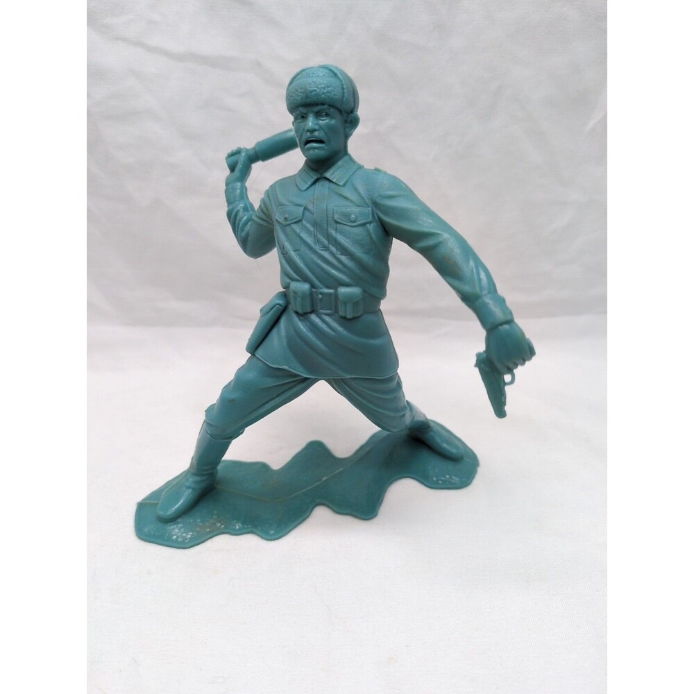 Vintage 1960s Plastimarx 2 Russian With Grenade And Pistol Toy Soldier 5"
